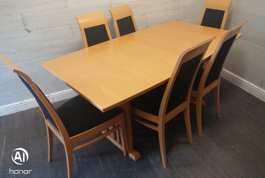QUALITY  JOHN.E.COYLE  EXTENDING TABLE AND 6 CHAIRS