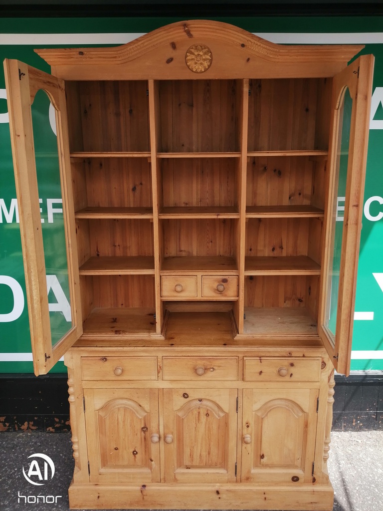 Part glazed pine dresser
