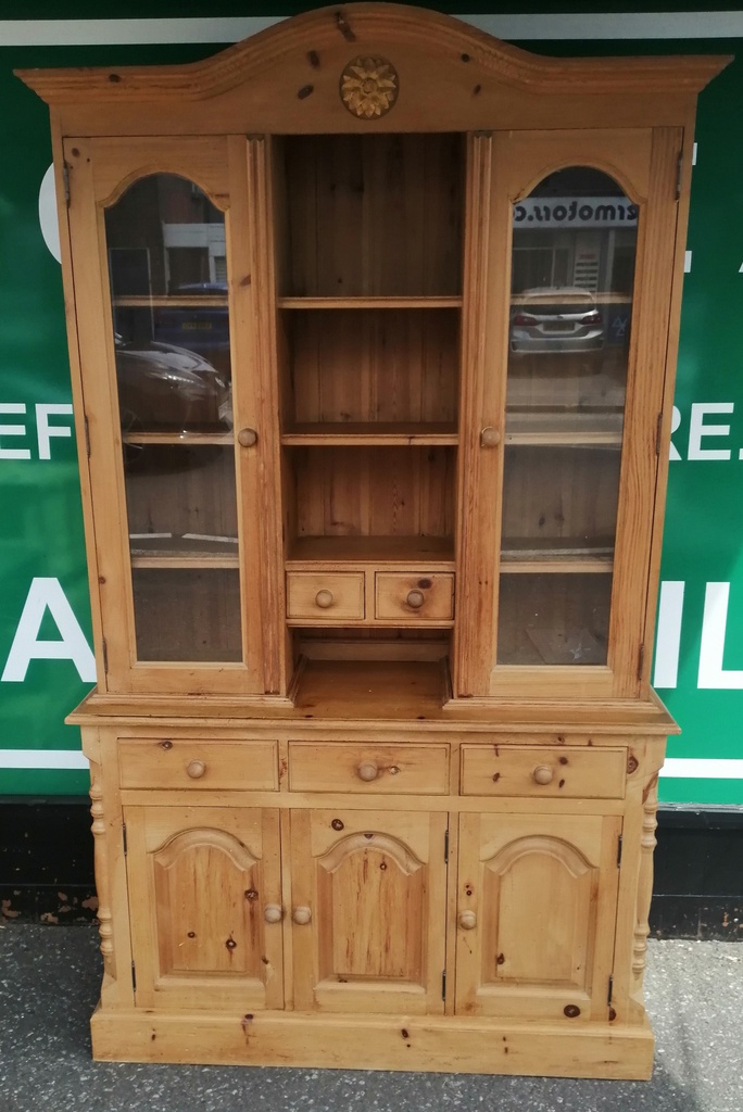 Part glazed pine dresser