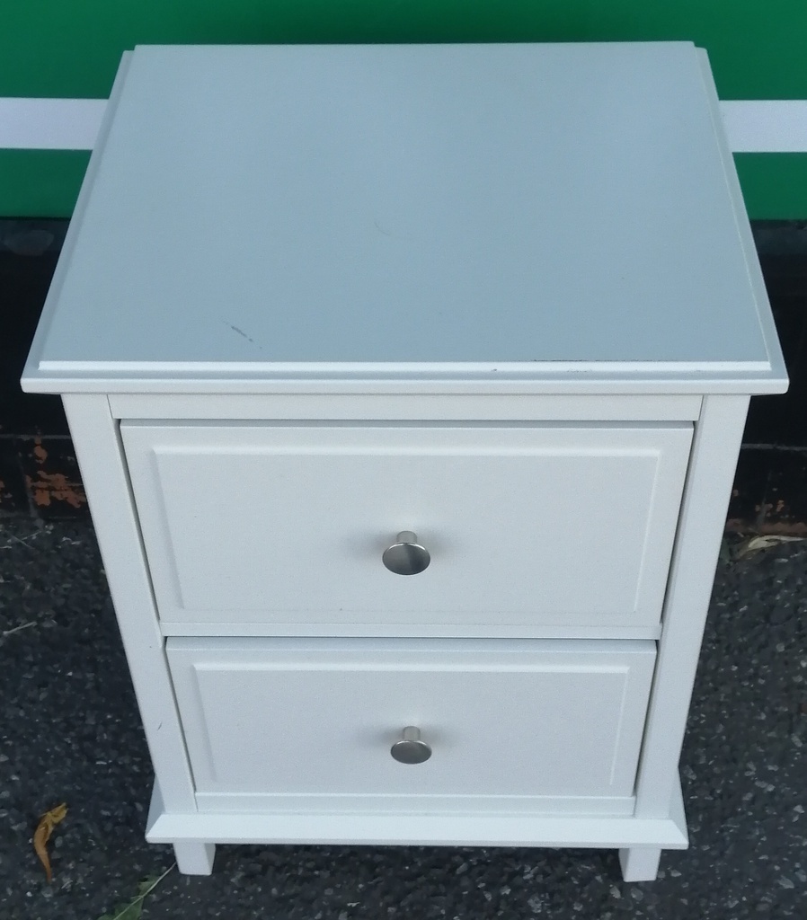 Two drawer white bedside