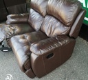 Two seater brown leather recliner sofa