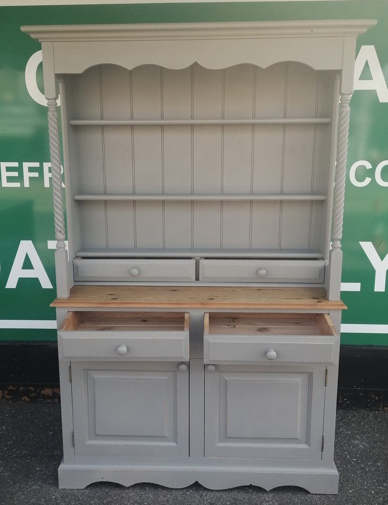 SOLID PINE SHABBY CHIC GREY PAINTED DRESSER UNIT