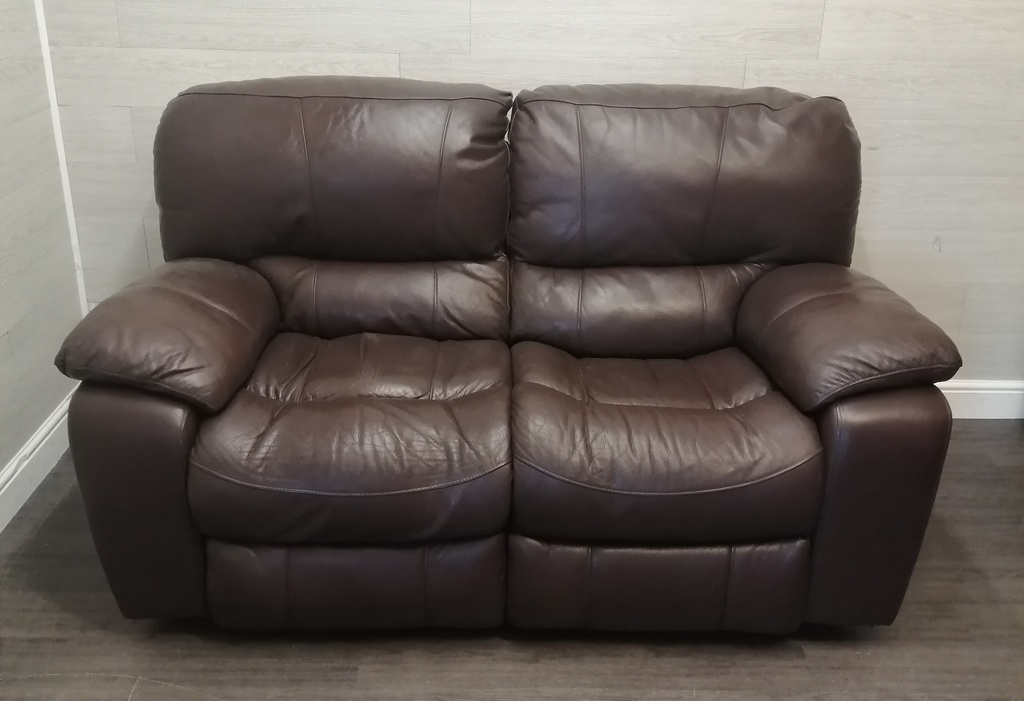 Brown Leather Two Seater Electric Recliner Sofa