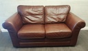 brown leather two seater sofa