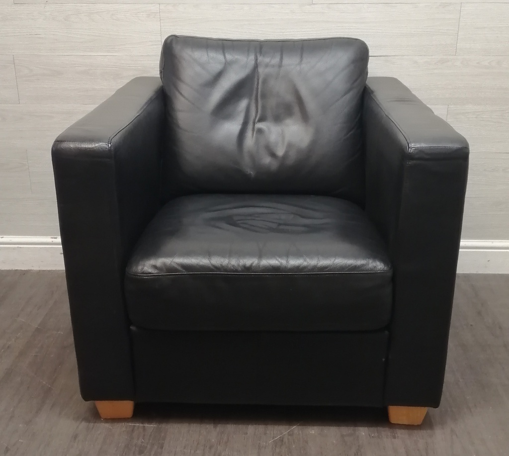 Modern style black leather armchair
