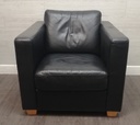 Modern style black leather armchair