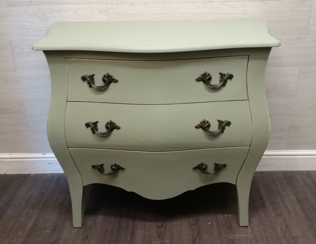 French Bombe Style painted three Drawer Chest