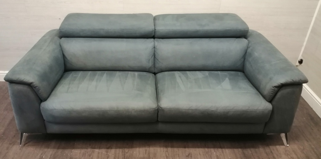 Lovely Grey Three Seater Sofa with Adjustable Headrest