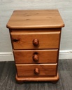 Quality solid pine three drawer bedside chest