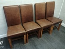 4 X TAN LEATHER DINING CHAIRS