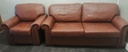 Brown leather sofa and armchair set