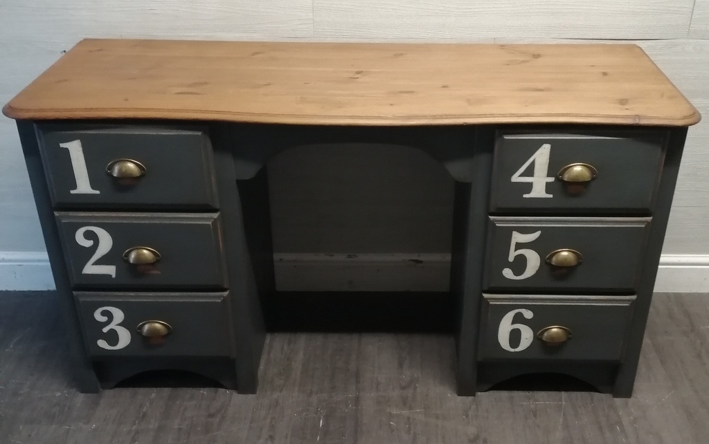 Great painted grey numbered desk