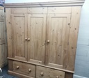 Quality triple size solid pine wardrobe with drawers