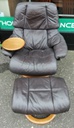 STRESSLESS Brown Leather Recliner Chair with Footstool &amp; Side Table