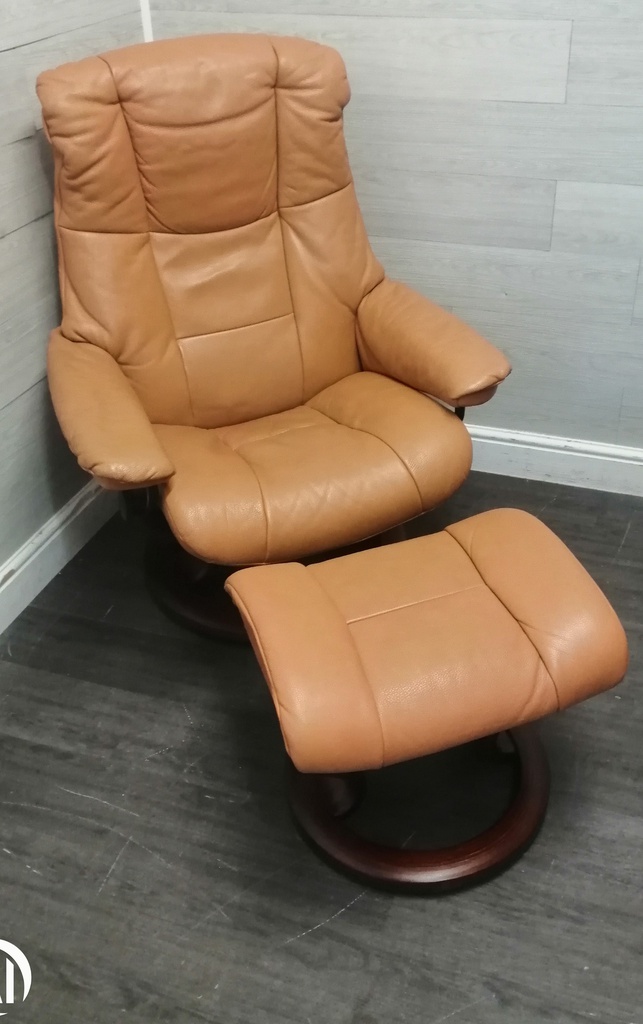 STRESSLESS  Leather Recliner Chair with Footstool