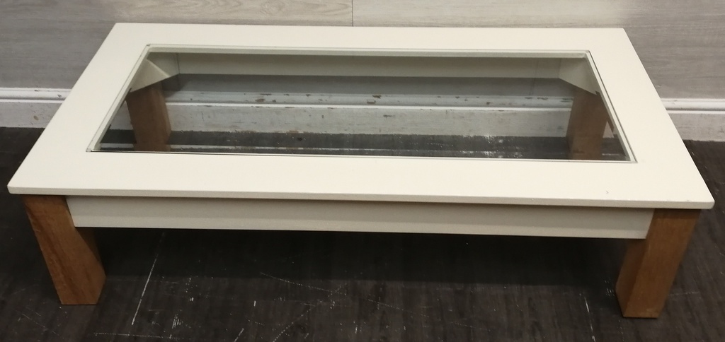 OAK &amp; CREAM PAINTED COFFEE TABLE