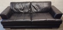 Quality black leather three seater sofa