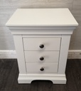 Quality three drawer white bedside
