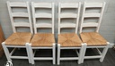 4 X RUSH SEATED LADDER BACK SHABBY CHIC DINING CHAIRS
