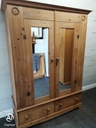 QUALITY LARGE 2 DOOR PINE WARDROBE with mirrors