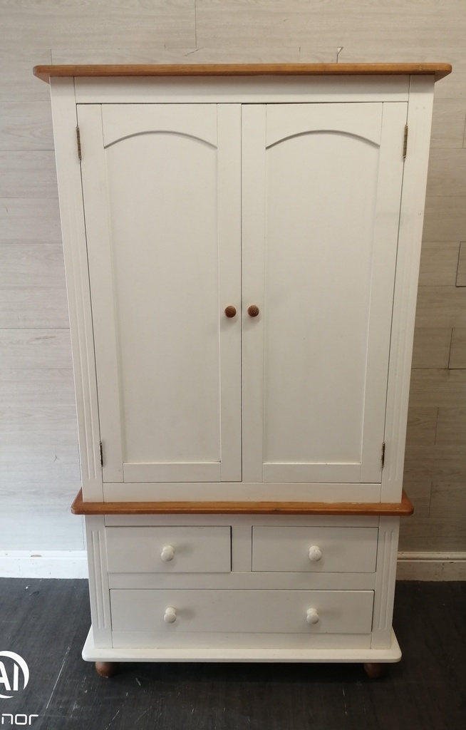 Double white / pine wardrobe with drawers