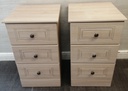 PAIR OF TALL THREE DRAWER CREAM BEDSIDE CHESTS