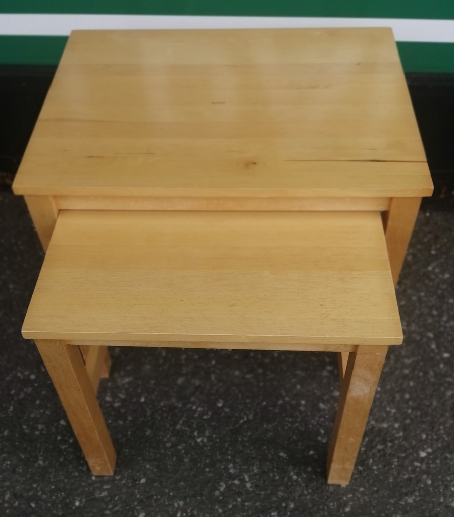 NEST OF TWO LIGHT WOOD TABLES
