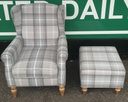 Sherlock Holmes Style High Back Armchair &amp; Footstool Set