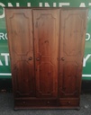 Triple size solid dark pine wardrobe with drawers