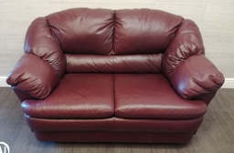 [HF16690] Two seater burgundy leather sofa