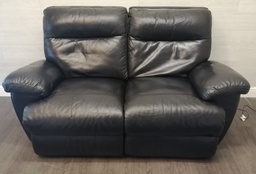 [HF16718] Two seater black leather recliner sofa