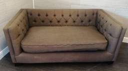 [HF16770] Brown Toned Button Back Two Seater Sofa