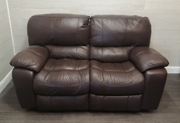 [HF16816] Brown Leather Two Seater Electric Recliner Sofa