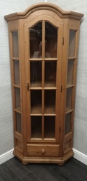 [HF16804] PINE GLAZED TOP CORNER DISPLAY UNIT