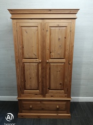 [HF16873] solid pine double wardrobe with drawer