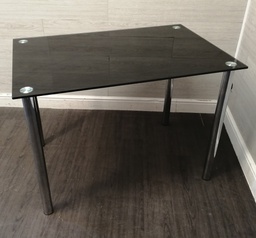 [HF16919] Modern neat black glass dining table