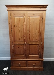 [HF16975] solid pine double wardrobe with drawers
