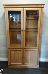 [HF16971] OAK GLAZED FRONTED DISPLAY UNIT WITH CUPBOARD