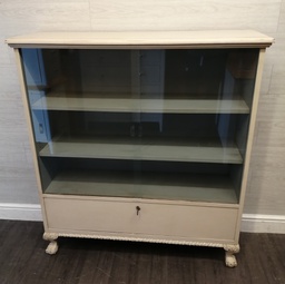 [HF16941] Glazed front sliding door painted bookcase