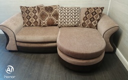 [HF17202] Large DFS Brown Toned Four SEATER CHAISE-END SOFA