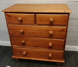 [HF17300] Solid pine five drawer chest