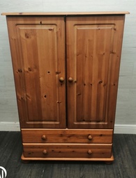 [HF17307] Low Pine Double Wardrobe with drawers