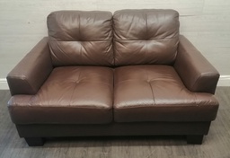 [HF17312] Neat two seater brown leather sofa