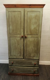 [HF17321] Pine Shabby Chic green wardrobe