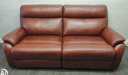 [HF17333] Chesnut Brown Leather Electric Recliner Two Seater Sofa