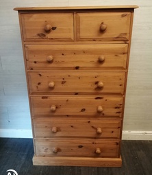 [HF17354] Quality solid pine tall chest of seven drawers