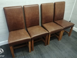 [HF17392] 4 X TAN LEATHER DINING CHAIRS