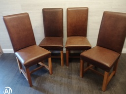 [HF17439] 4 X TAN LEATHER DINING CHAIRS