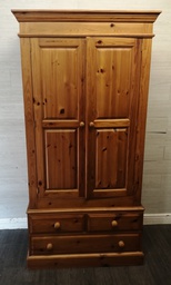[HF17823] Solid pine double wardrobe with drawers