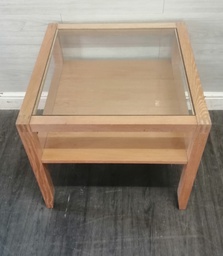 [HF18259] G Plan Square glass top washed oak coffee table